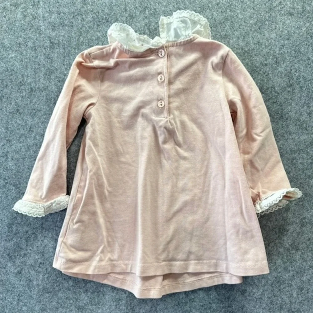 Heirlooms by Polly Flinders Pink Peter Pan Collar Lace‎ Tunic Dress 6-9M